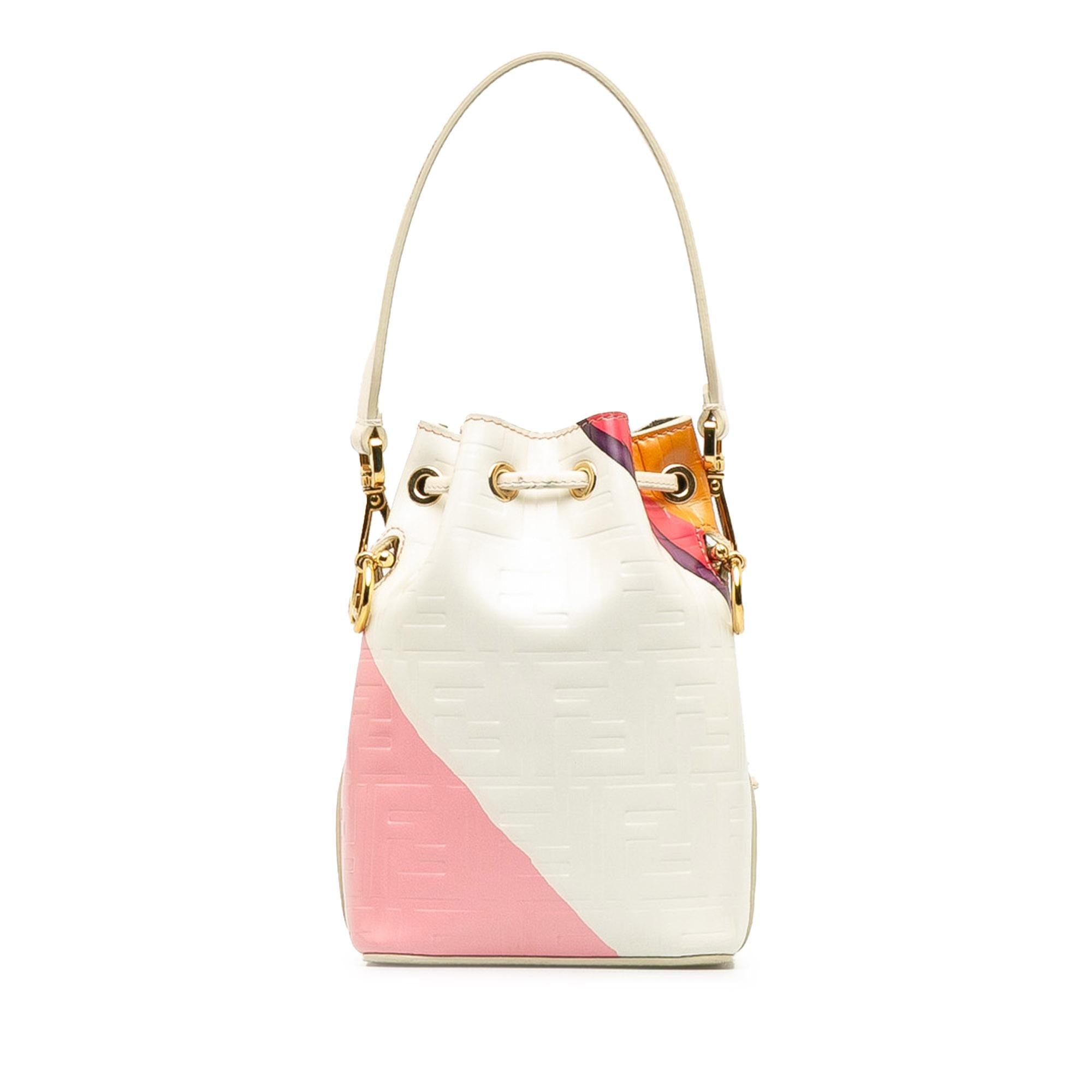 Fendi FF Embossed Striped Mini Mon Tresor Bucket Bag (SHG-JrQugA)