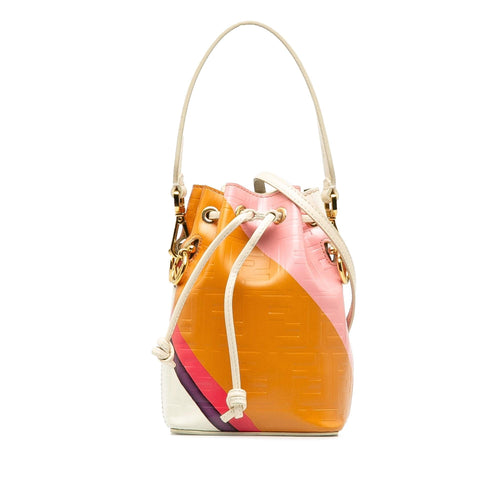 Fendi FF Embossed Striped Mini Mon Tresor Bucket Bag (SHG-JrQugA)