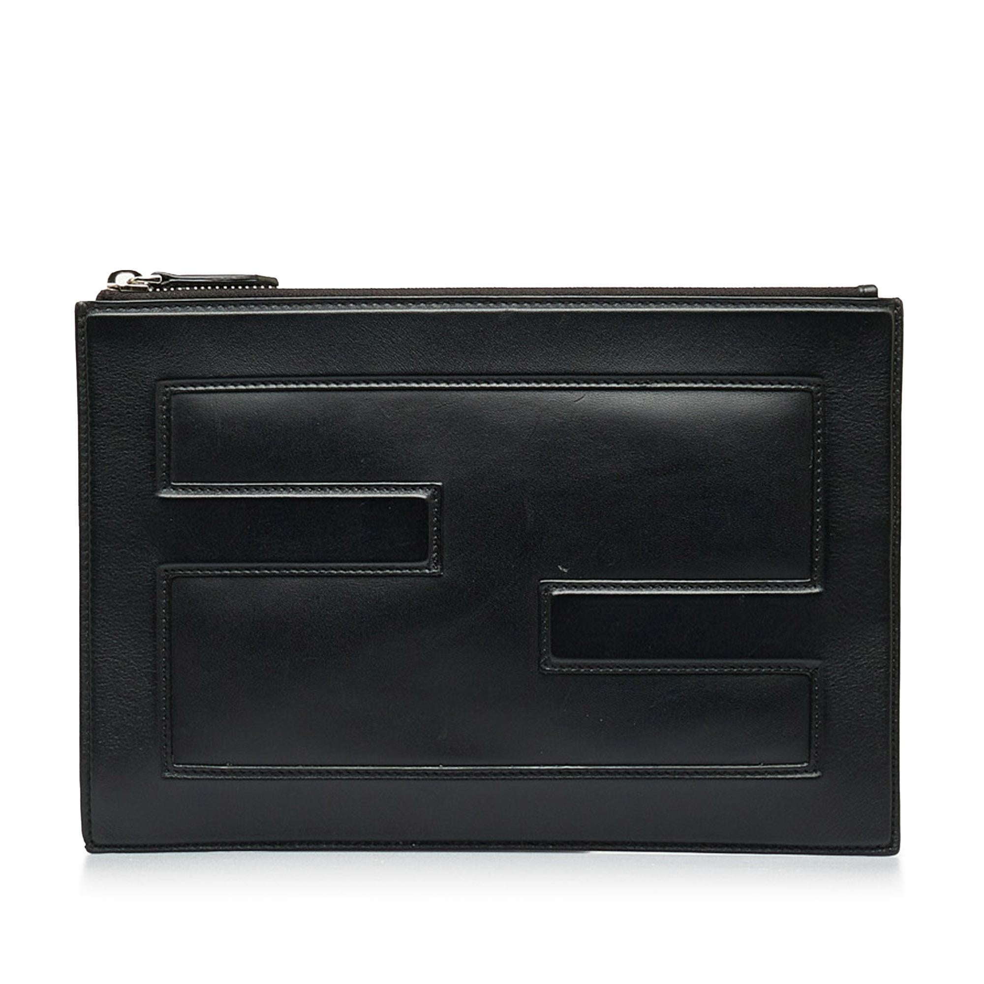 Fendi FF Leather Zip Clutch (SHG-Pnk2mm)