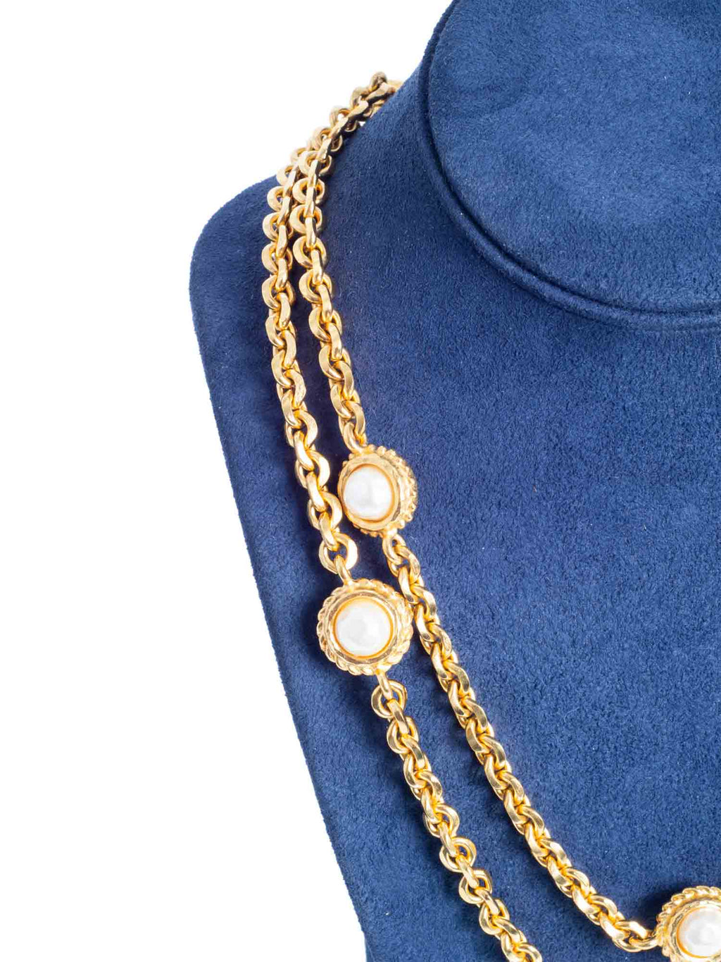 Fendi FF Logo 24K Gold Plated Long Pearl Necklace