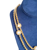 Fendi FF Logo 24K Gold Plated Long Pearl Necklace
