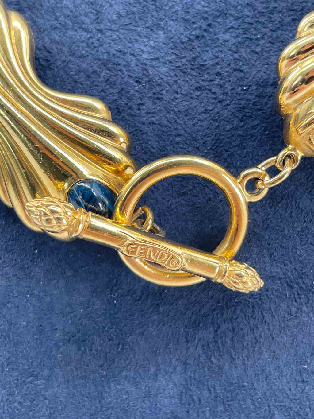 Fendi FF Logo 24k Gold Plated Gripoix Chocker Necklace