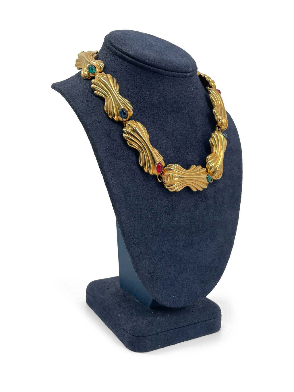 Fendi FF Logo 24k Gold Plated Gripoix Chocker Necklace