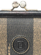 Fendi FF Logo Canvas Kiss lock Wallet Brown Black