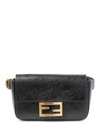Fendi FF Logo Leather Belt Bag Black Gold