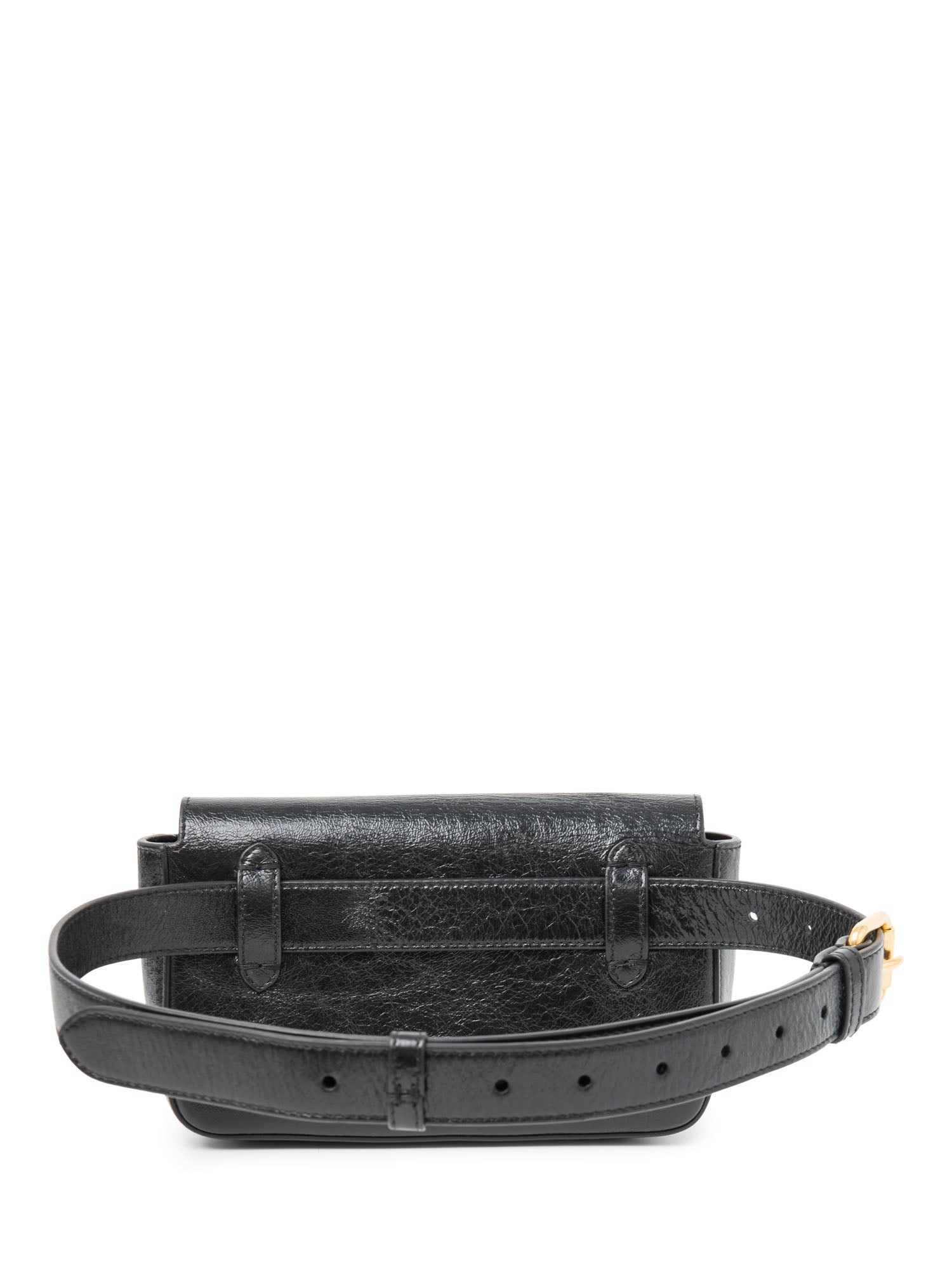 Fendi FF Logo Leather Belt Bag Black Gold