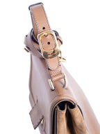 Fendi FF Logo Leather Suede Top Handle Bag Brown