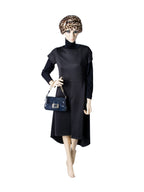 Fendi FF Logo Patent Leather Mini Flap Bag Navy Blue