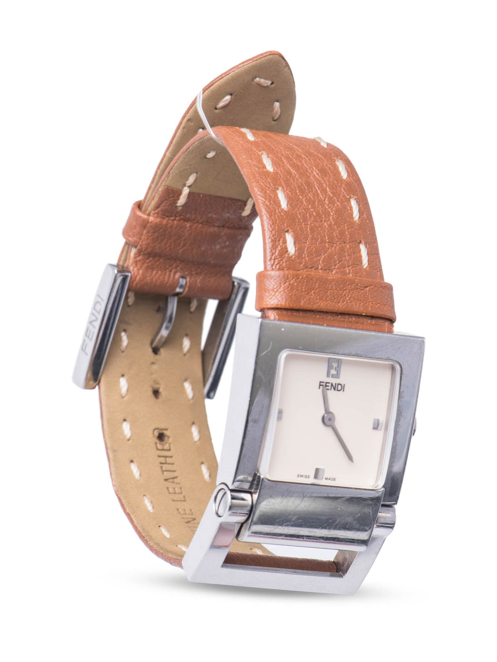 Fendi FF Logo Salleria Leather Watch Brown