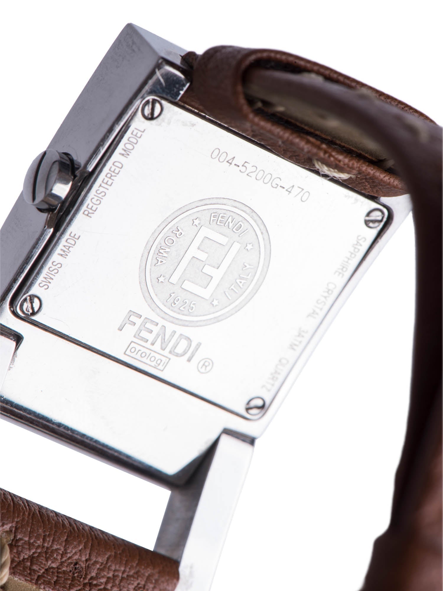 Fendi FF Logo Salleria Leather Watch Brown