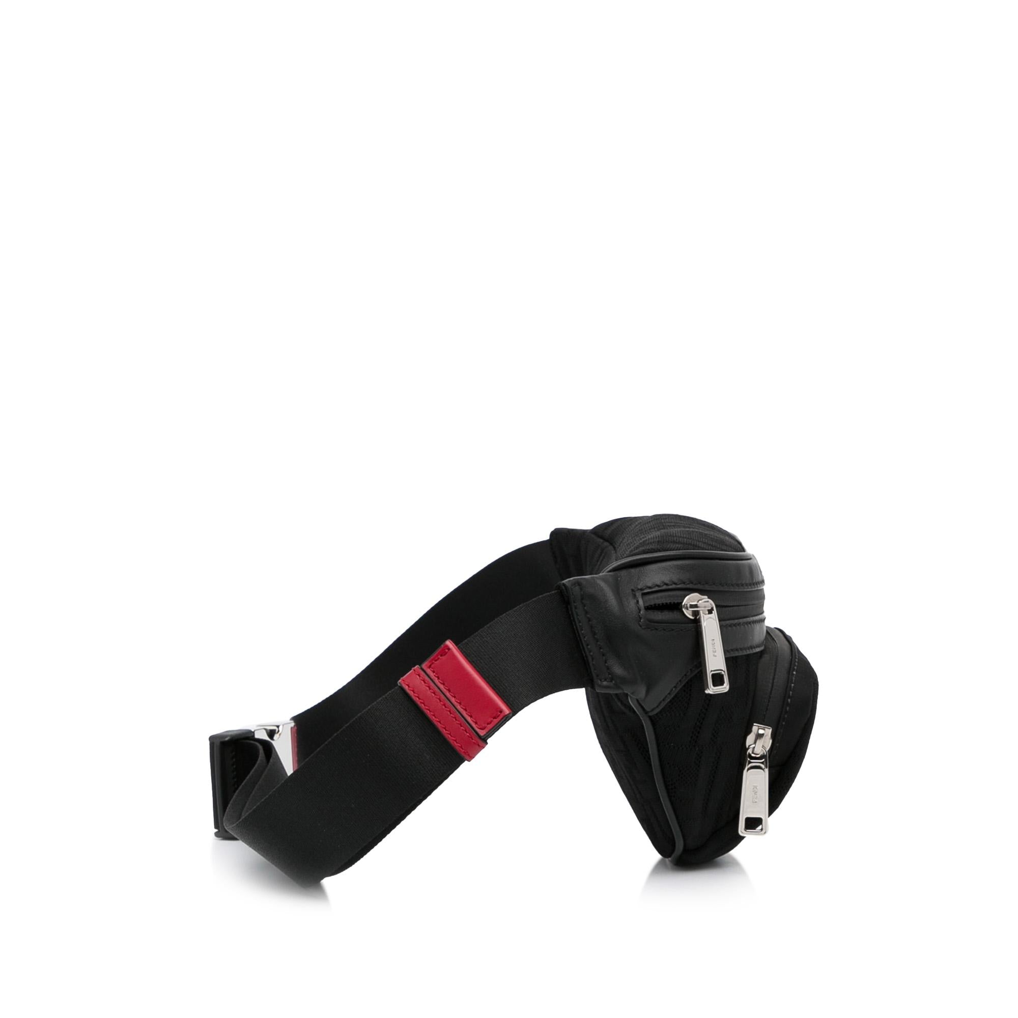 Fendi FF Neoprene Vitello Grace Perforated Pocket Belt Bag (SHG-LkWlOh)