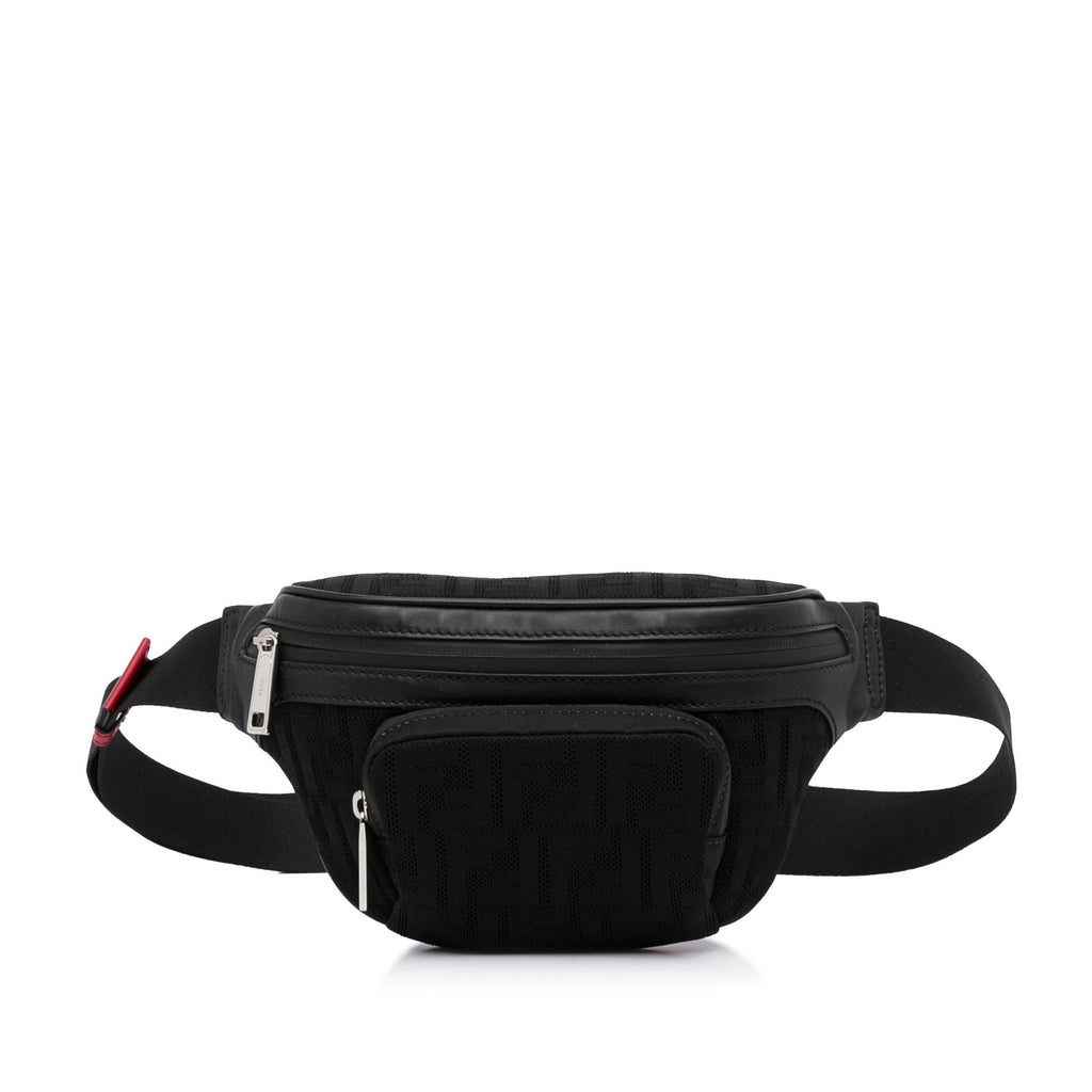 Fendi FF Neoprene Vitello Grace Perforated Pocket Belt Bag (SHG-LkWlOh)