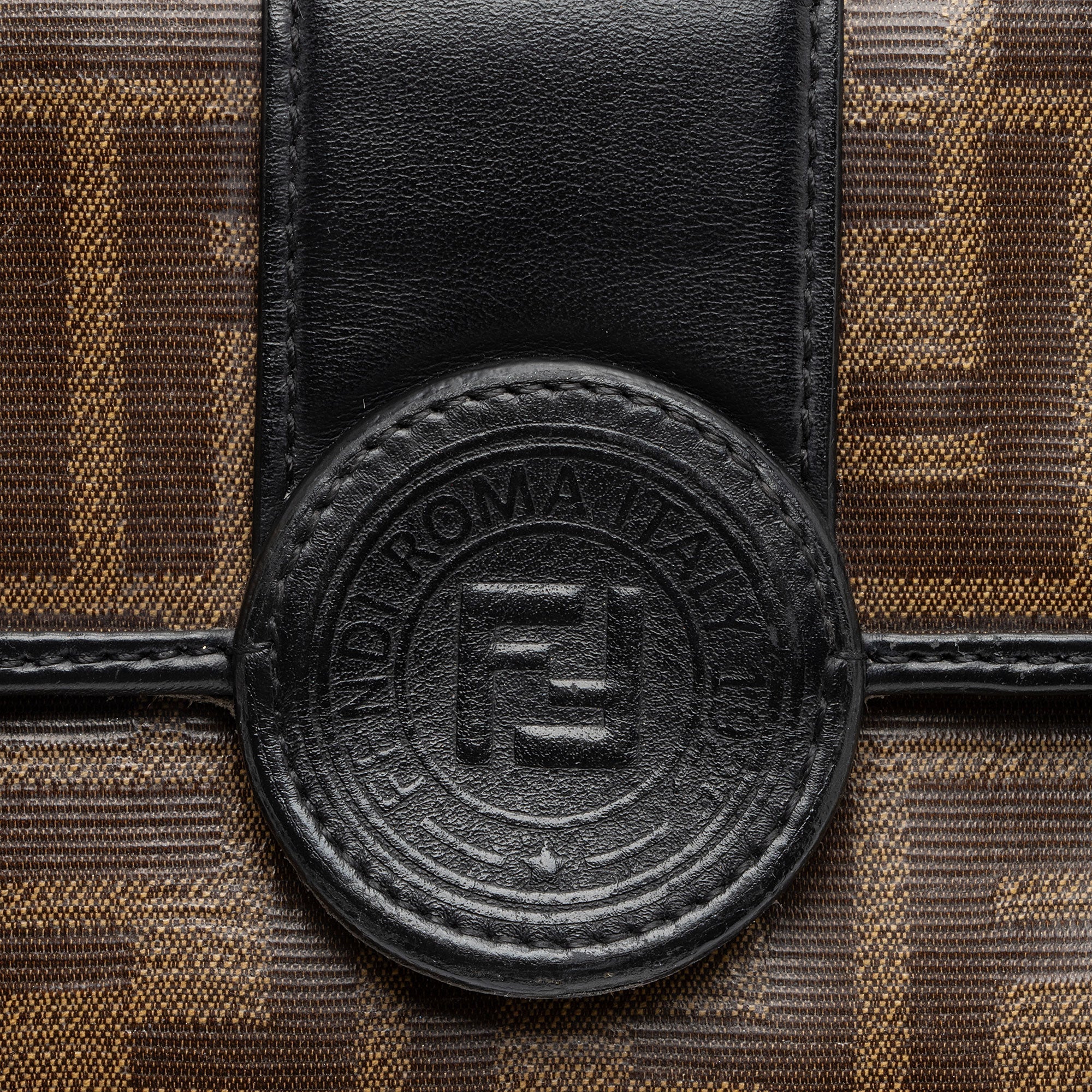 Fendi FF Spalmati 1974 Double F Mini Shoulder Bag (SHF-dtq1XP)