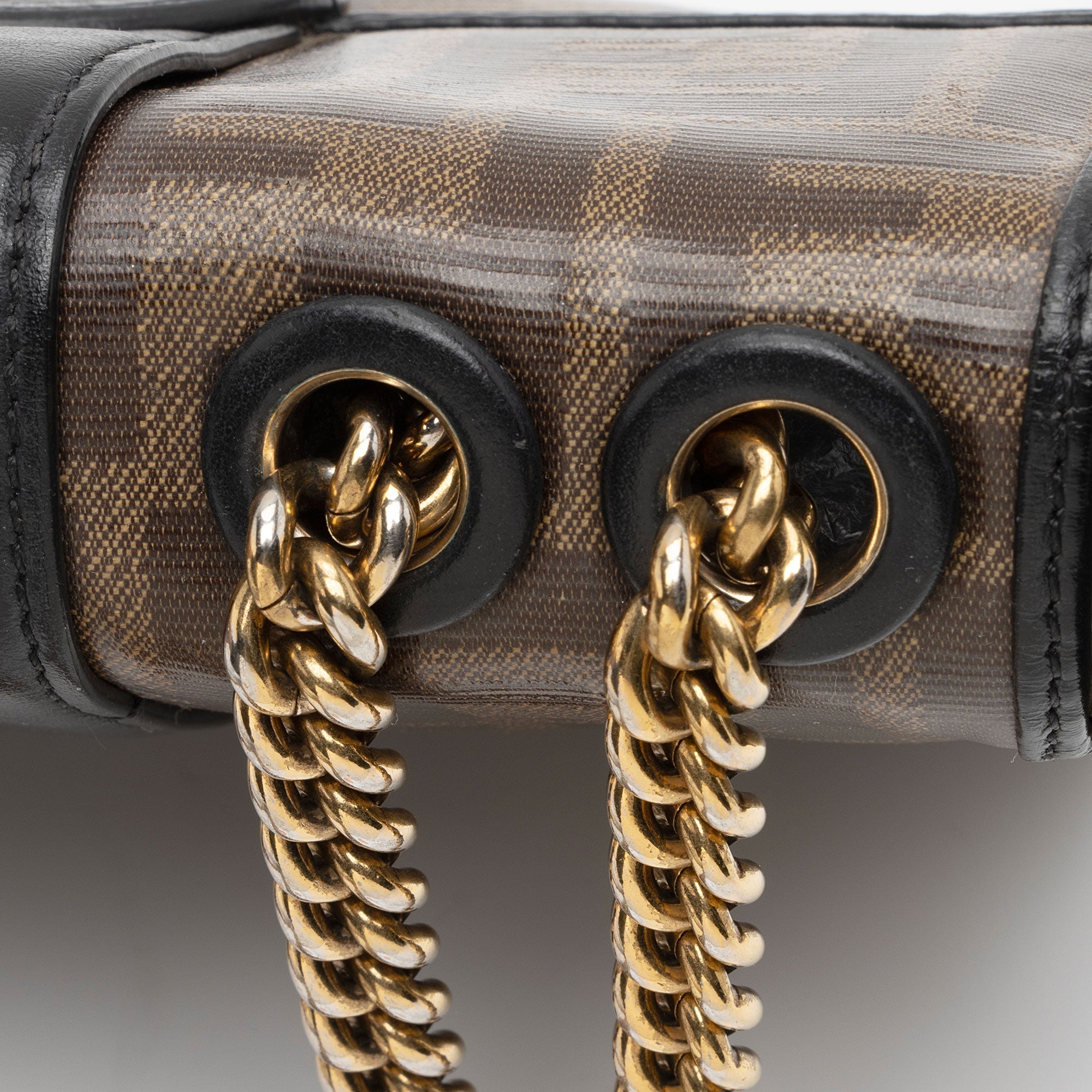 Fendi FF Spalmati 1974 Double F Mini Shoulder Bag (SHF-dtq1XP)