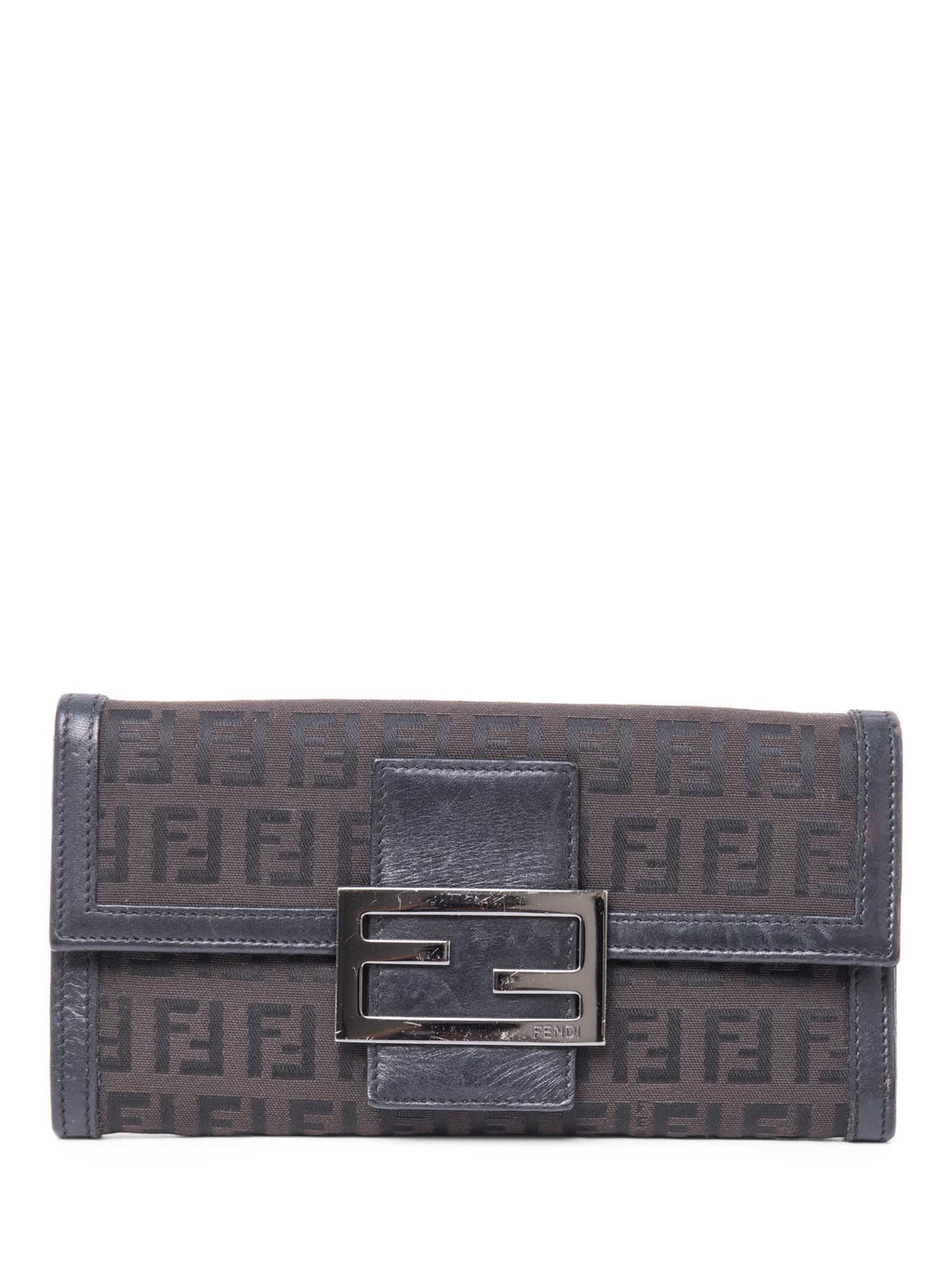 Fendi FF Zucca Flap Wallet Black Silver