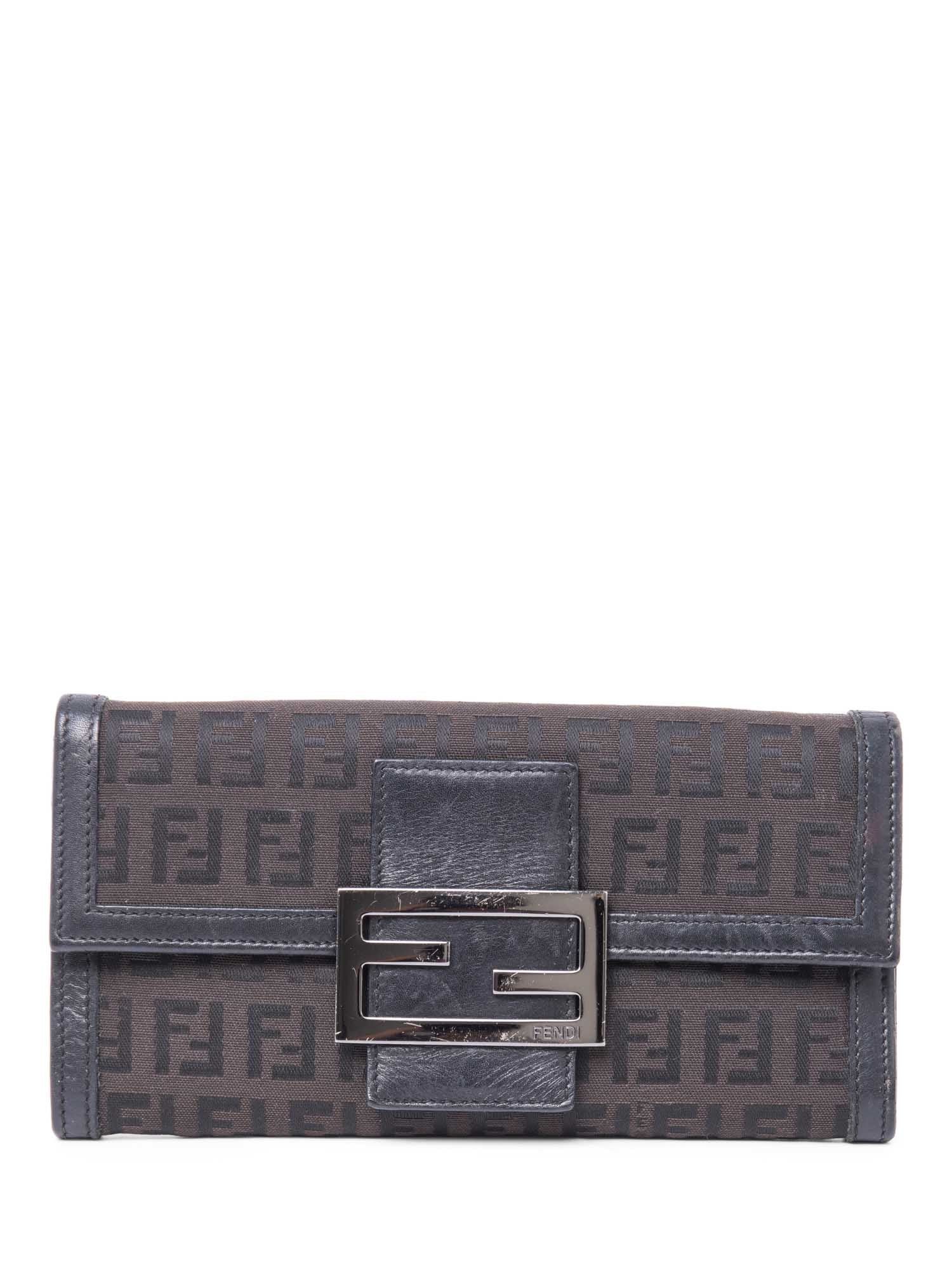 Fendi FF Zucca Flap Wallet Black Silver