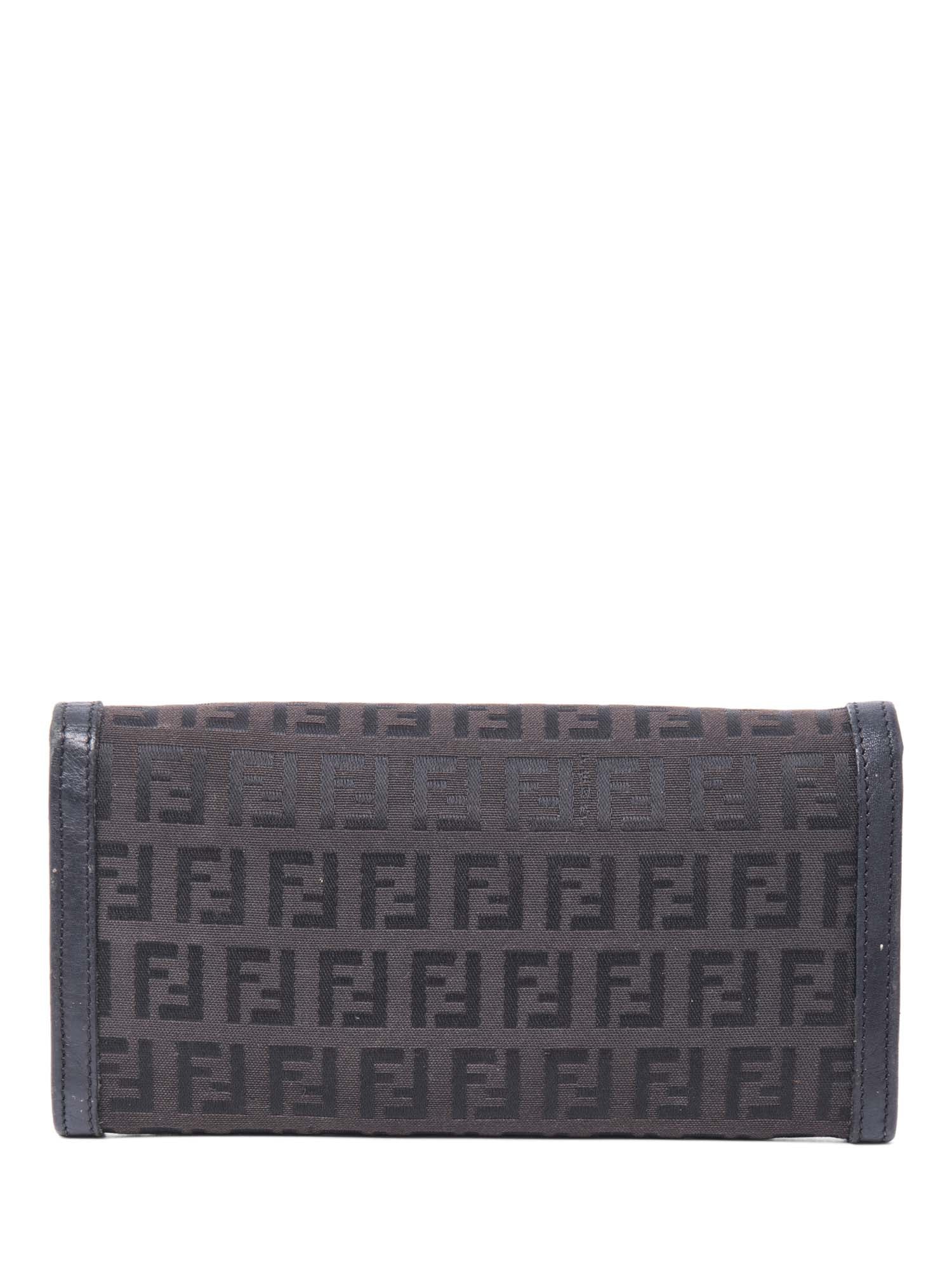 Fendi FF Zucca Flap Wallet Black Silver