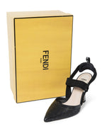 Fendi FF Zucca Leather Perforated Heels Black
