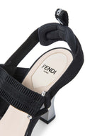 Fendi FF Zucca Leather Perforated Heels Black