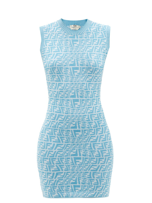 FENDI Summer Vertigo Blue Logo Dress