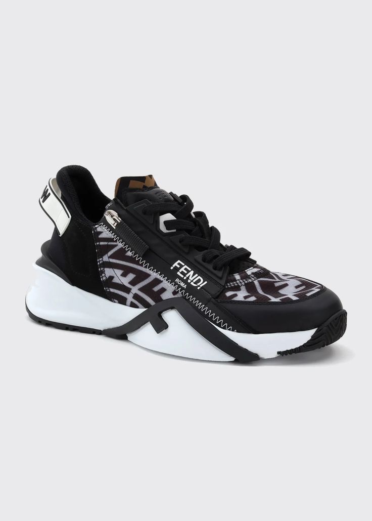 Fendi Flow FF Side-Zip Trainer Sneakers