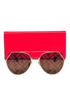 Fendi - Gold Frame w/ Gold F Printed Lens Sunglasses
