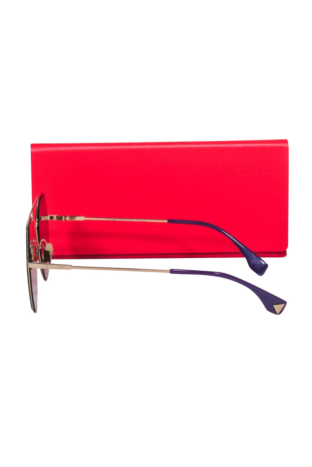 Fendi - Gold Frame w/ Gold F Printed Lens Sunglasses