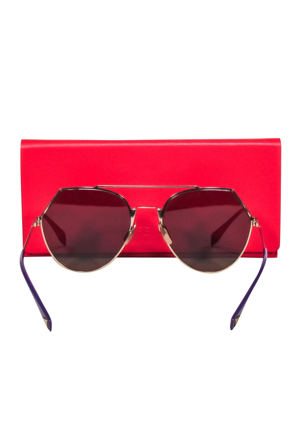 Fendi - Gold Frame w/ Gold F Printed Lens Sunglasses