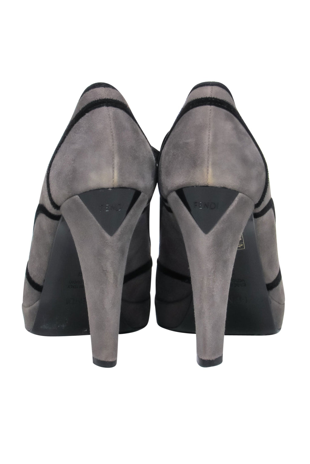 Fendi - Grey Suede Pumps w/ Black Velvet Details Sz 9