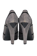 Fendi - Grey Suede Pumps w/ Black Velvet Details Sz 9