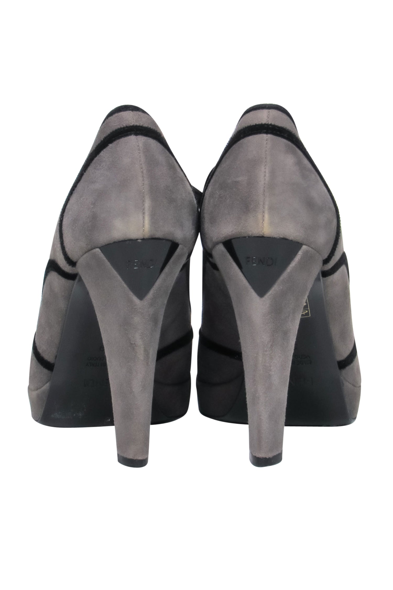 Fendi - Grey Suede Pumps w/ Black Velvet Details Sz 9