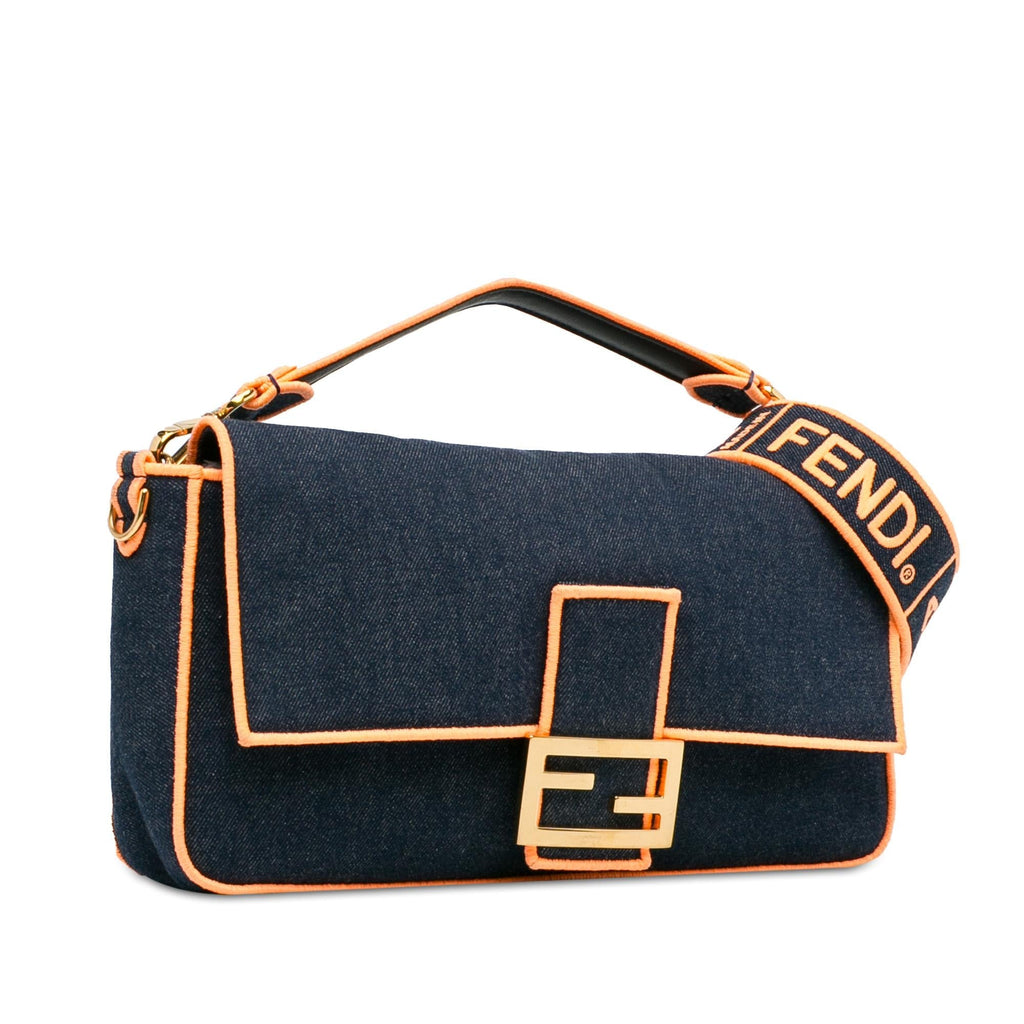 Fendi Large Denim Baguette Satchel (SHG-Fm5Rer)