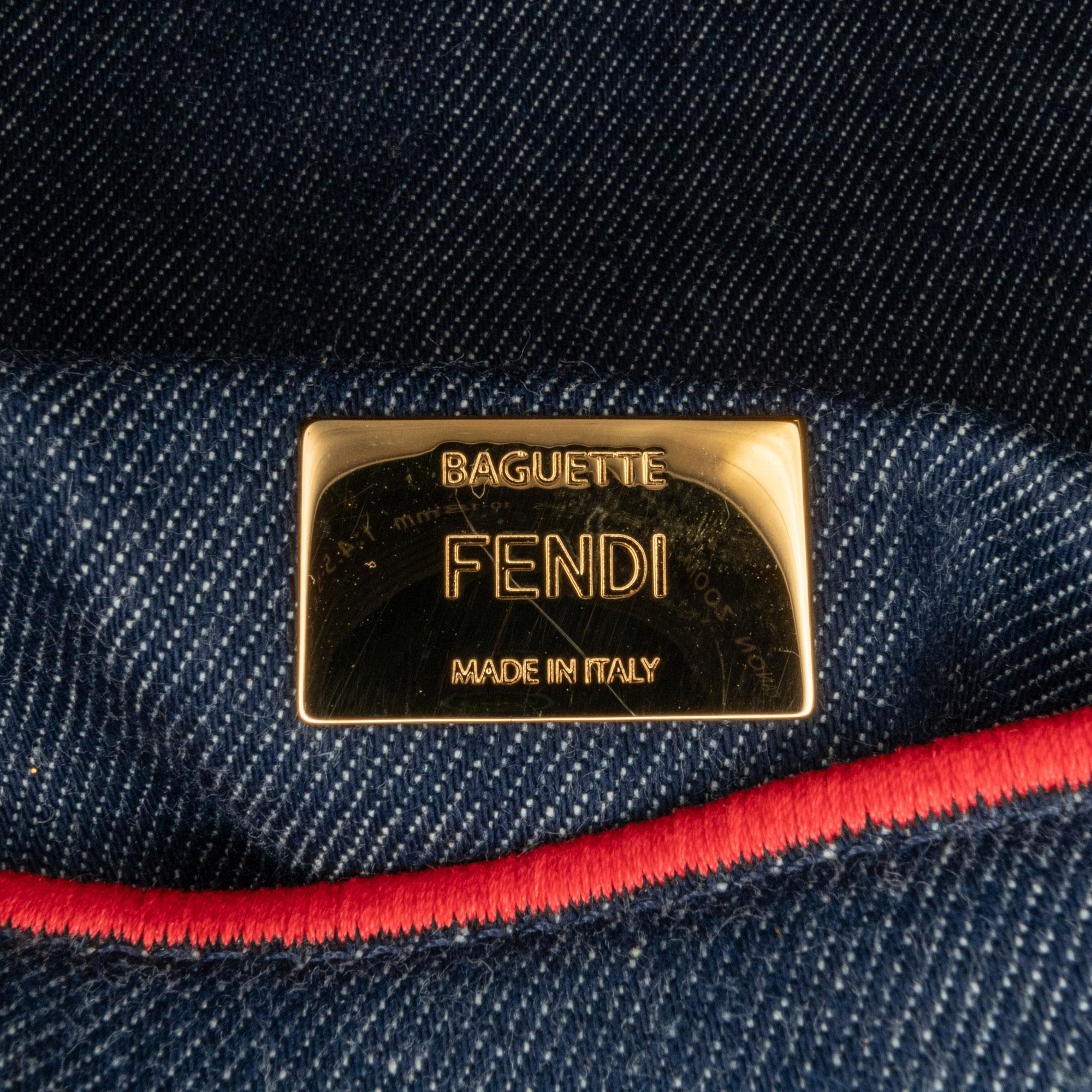 Fendi Large Denim Baguette Satchel (SHG-oOuzqA)