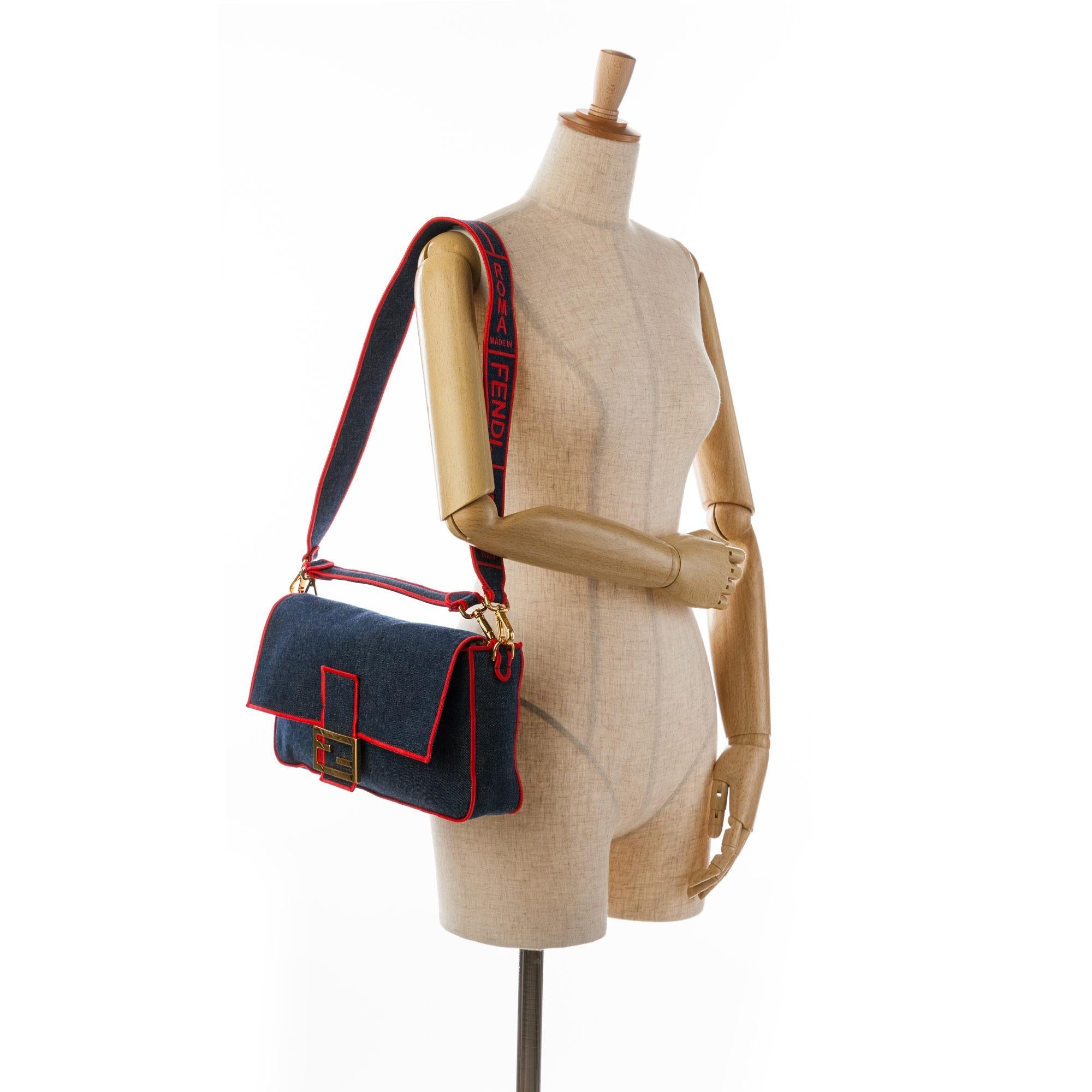 Fendi Large Denim Baguette Satchel (SHG-oOuzqA)