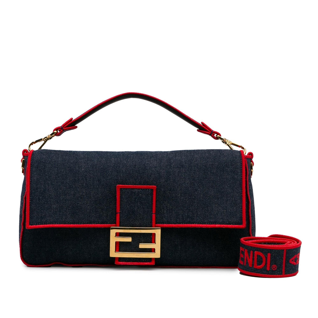 Fendi Large Denim Baguette Satchel (SHG-oOuzqA)