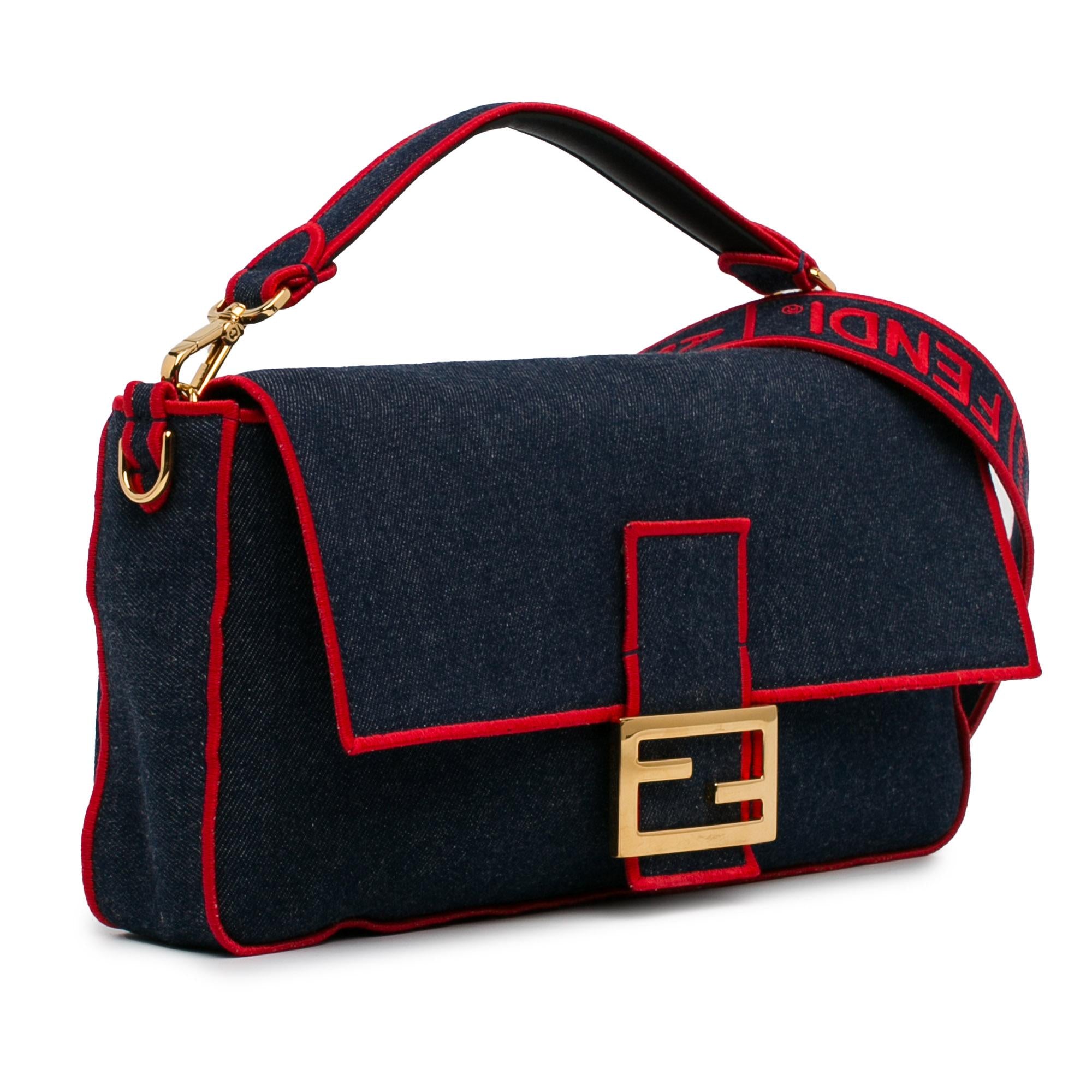 Fendi Large Denim Baguette Satchel (SHG-oOuzqA)