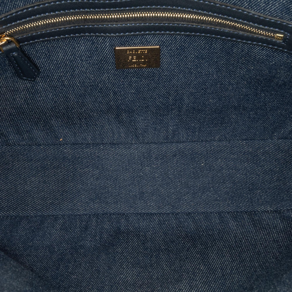 Fendi Large Denim Baguette Satchel (SHG-0IShmW)