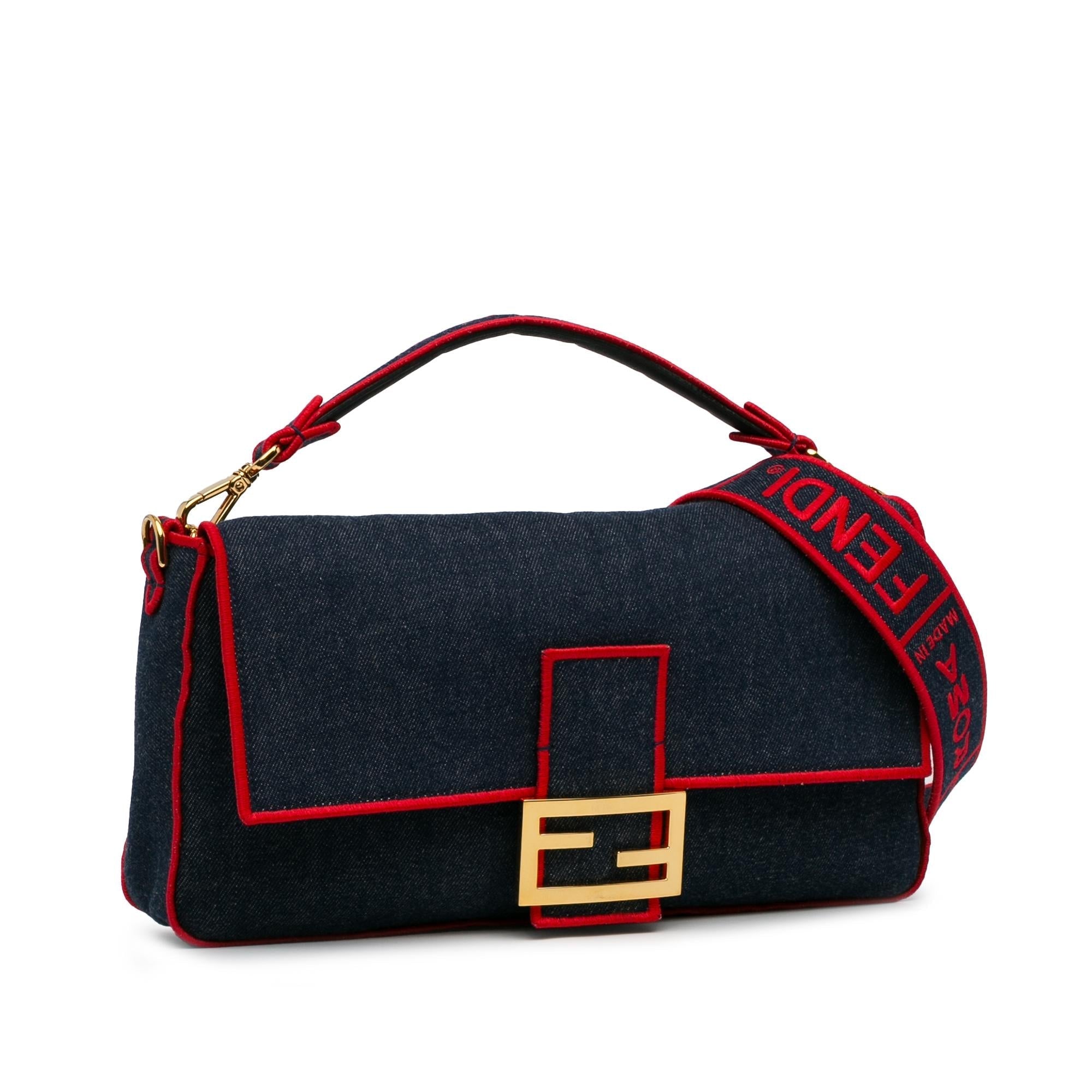 Fendi Large Denim Baguette Satchel (SHG-0IShmW)