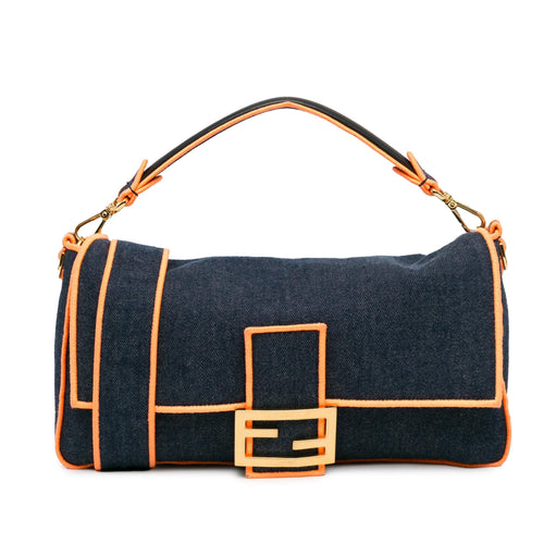 Fendi Large Denim Baguette Satchel (SHG-KcMfCV)