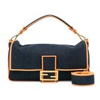 Fendi Large Denim Baguette Satchel (SHG-Oaub87)