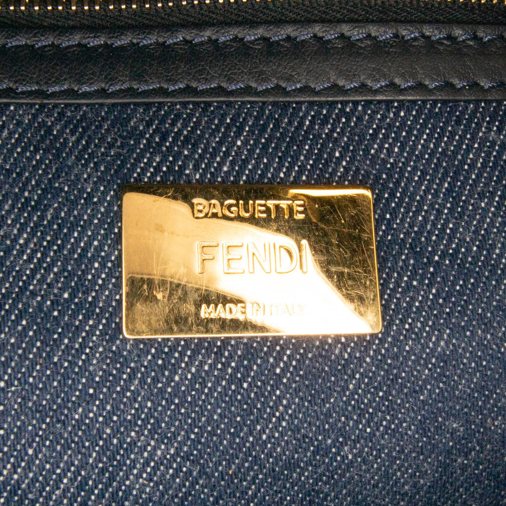 Fendi Large Denim Baguette Satchel (SHG-Q75G1c)