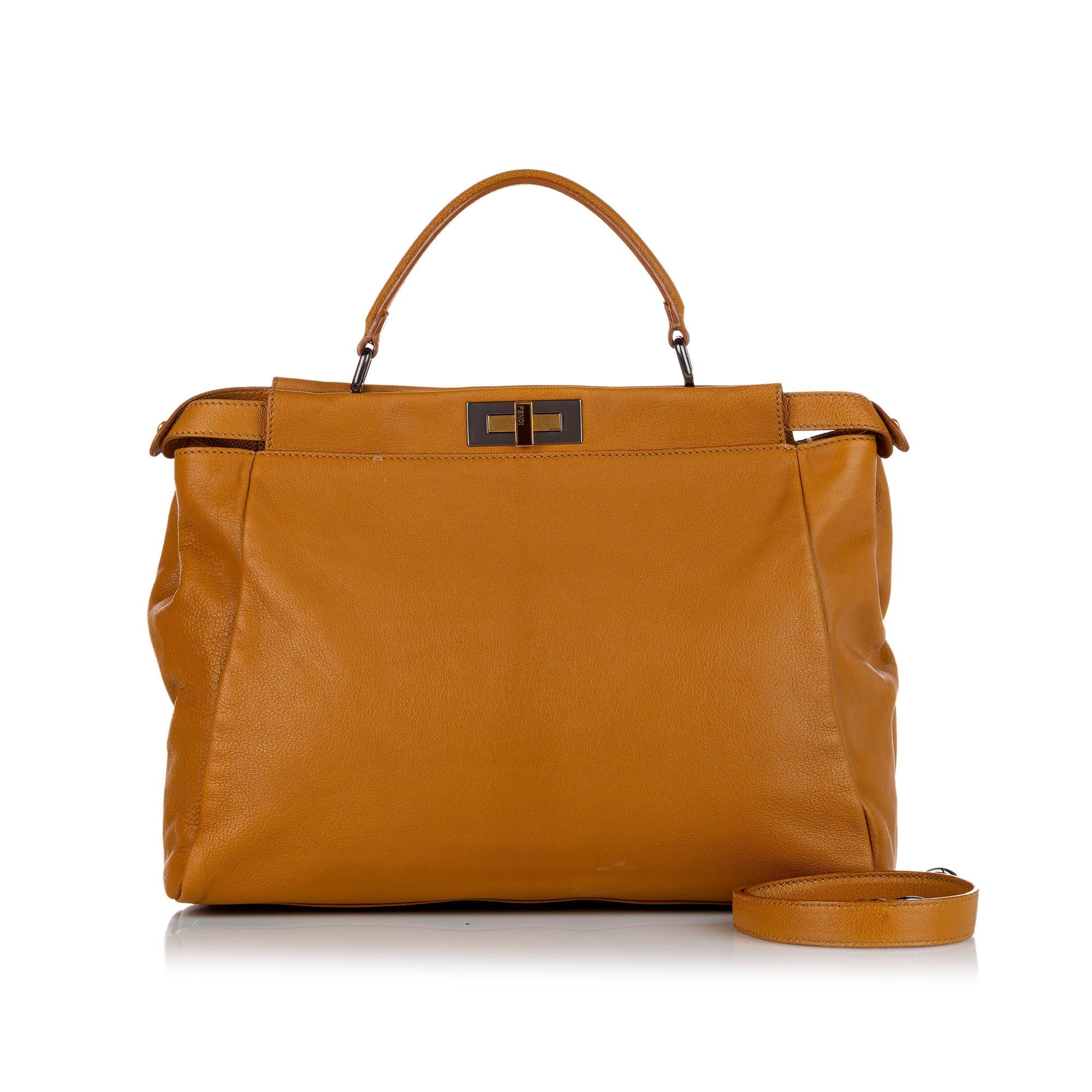 Fendi Large Peekaboo Leather Satchel (SHG-24326)