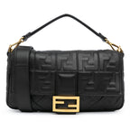 Fendi Large Zucca Embossed Leather Baguette Satchel (SHG-jLAnxb)