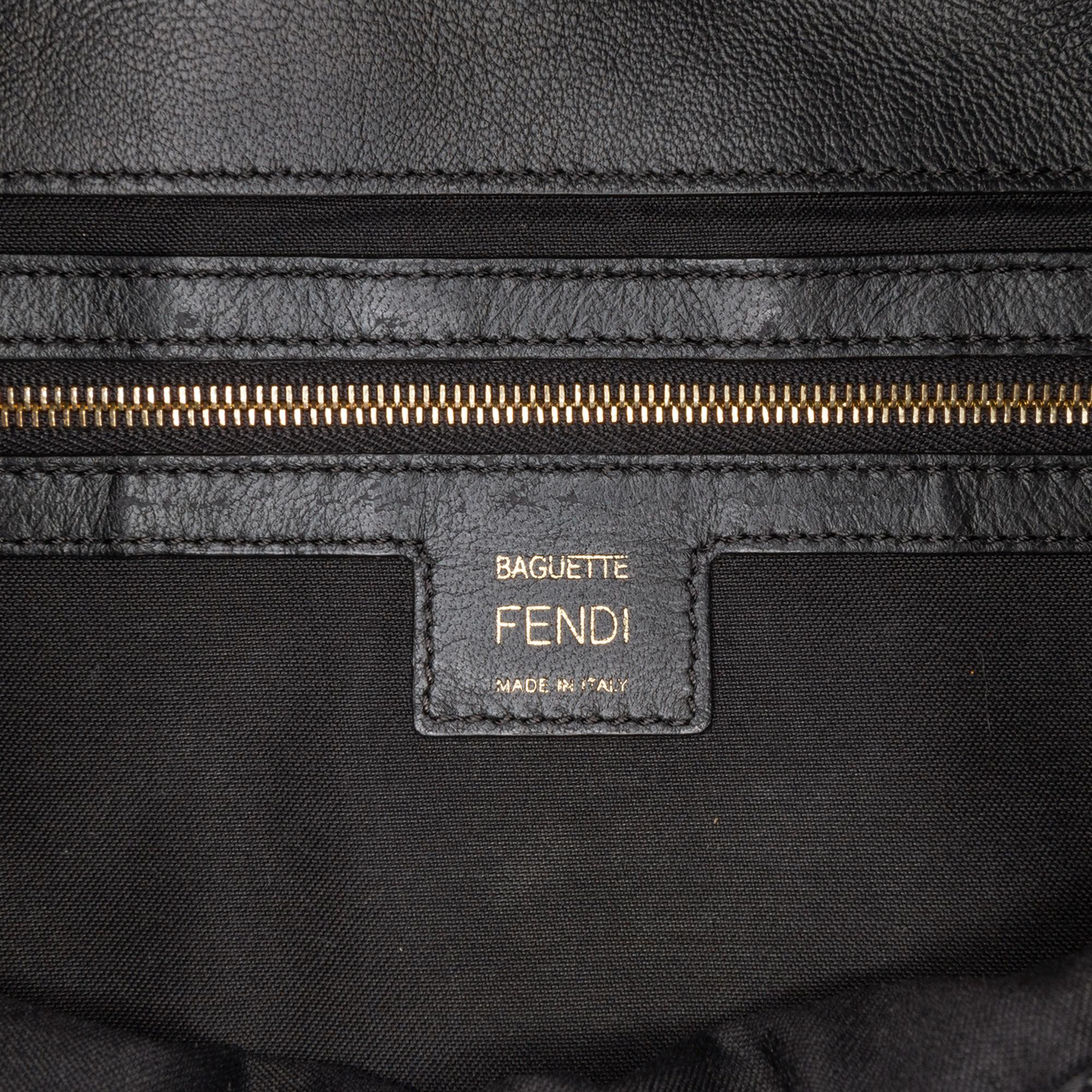 Fendi Large Zucca Embossed Leather Baguette Satchel (SHG-jLAnxb)