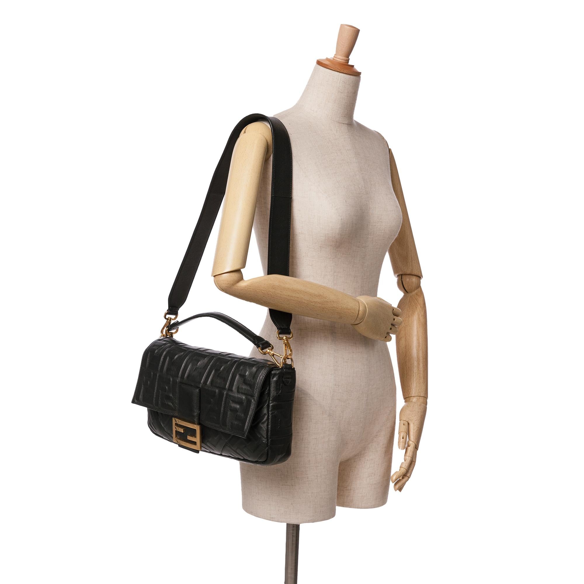 Fendi Large Zucca Embossed Leather Baguette Satchel (SHG-jLAnxb)