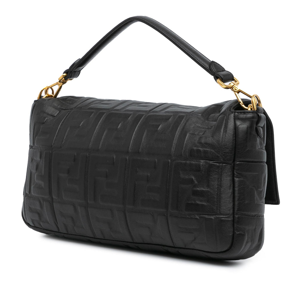Fendi Large Zucca Embossed Leather Baguette Satchel (SHG-jLAnxb)