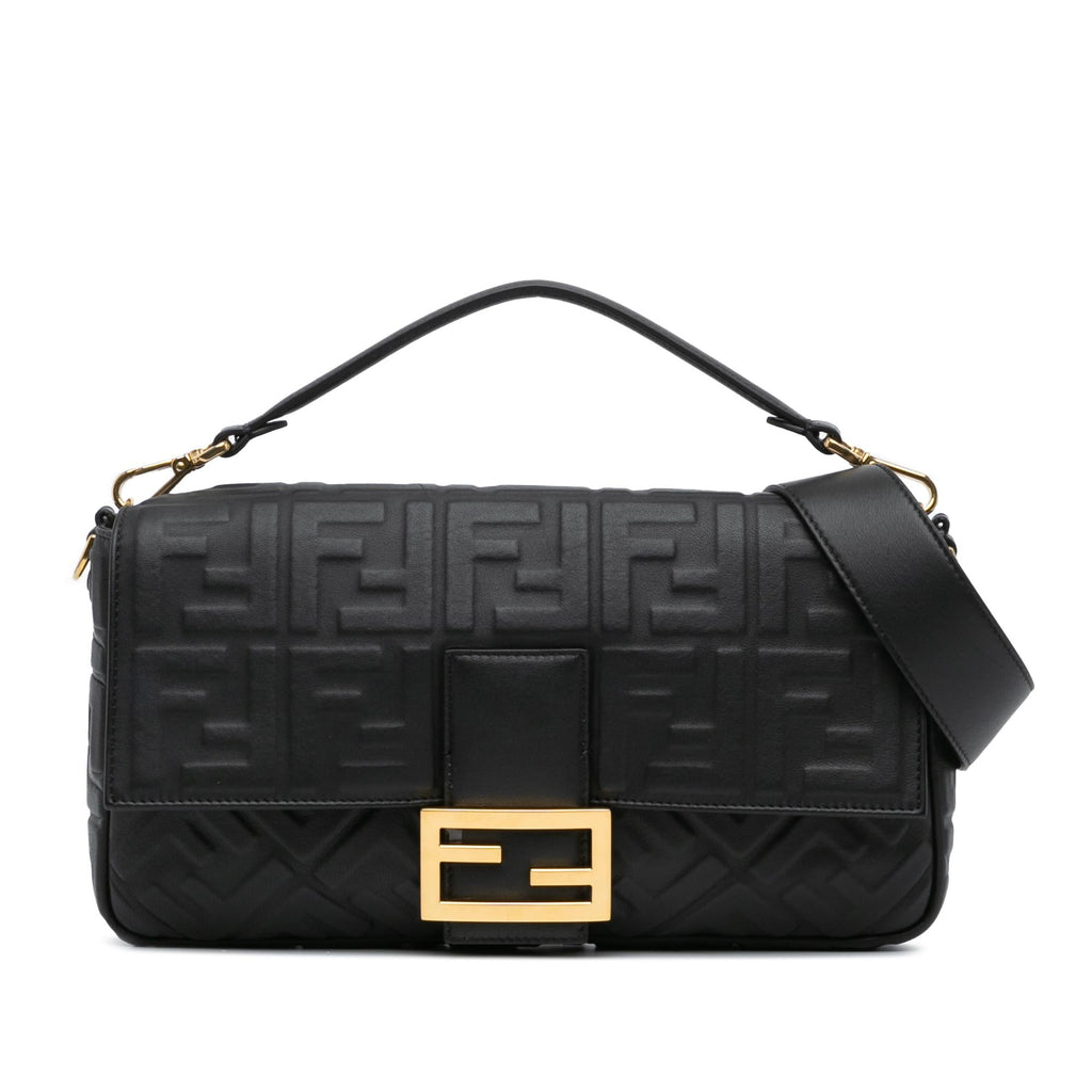 Fendi Large Zucca Embossed Leather Baguette Satchel (SHG-8iHUm8)