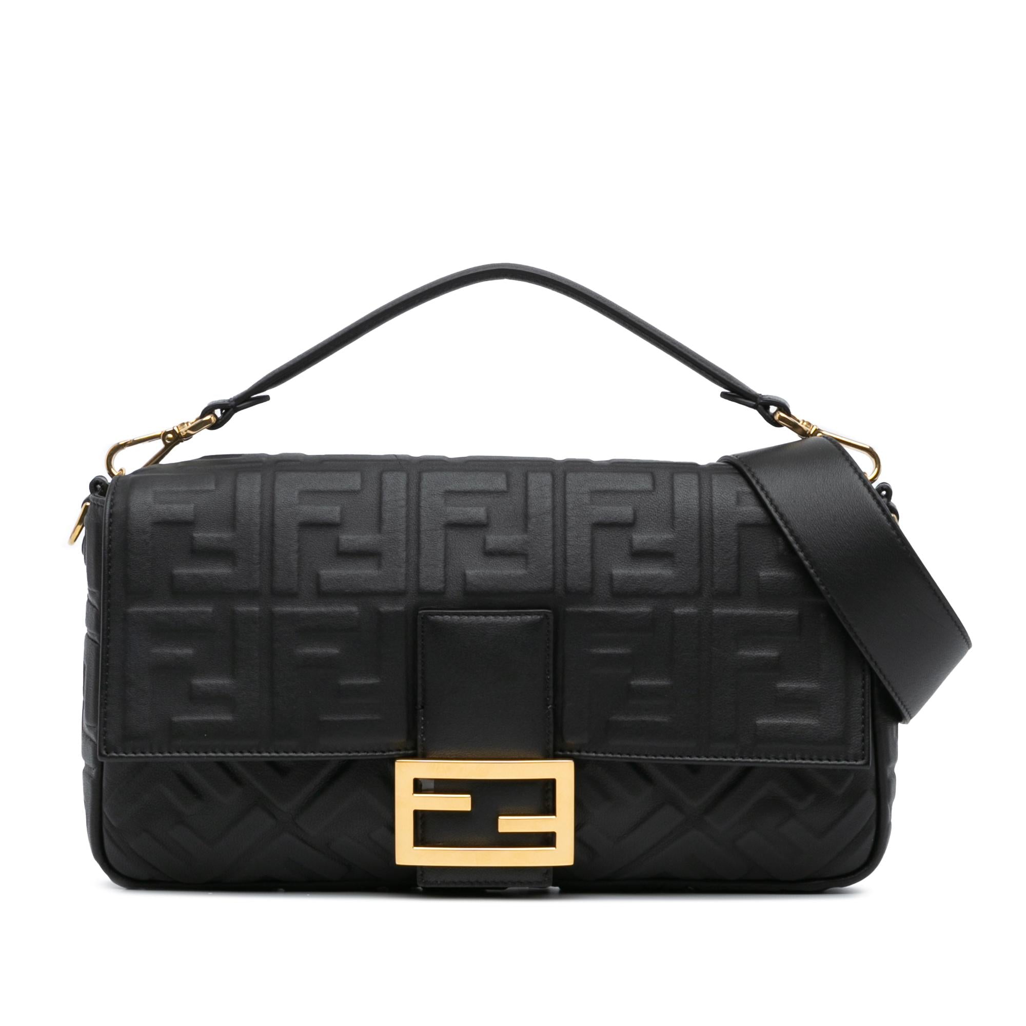 Fendi Large Zucca Embossed Leather Baguette Satchel (SHG-8iHUm8)