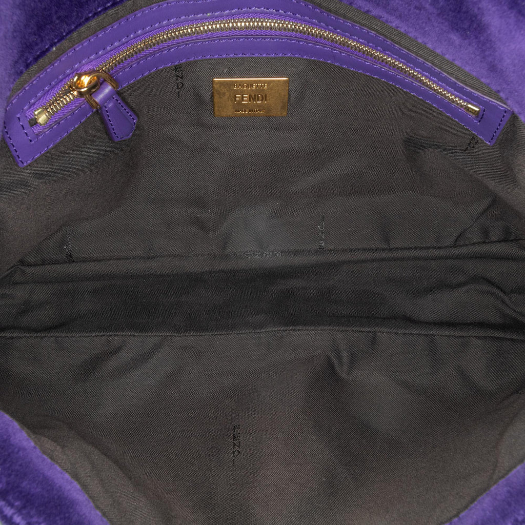 Fendi Large Zucca Embossed Velvet Baguette Satchel