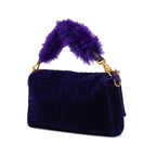 Fendi Large Zucca Embossed Velvet Baguette Satchel